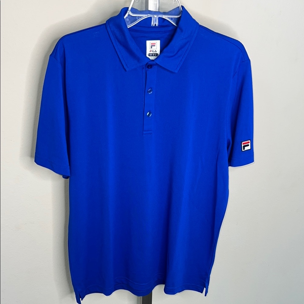 EUC Fila TENNIS ESSENTIALS SHORT SLEEVE POLO Blue Polo Shirt Large